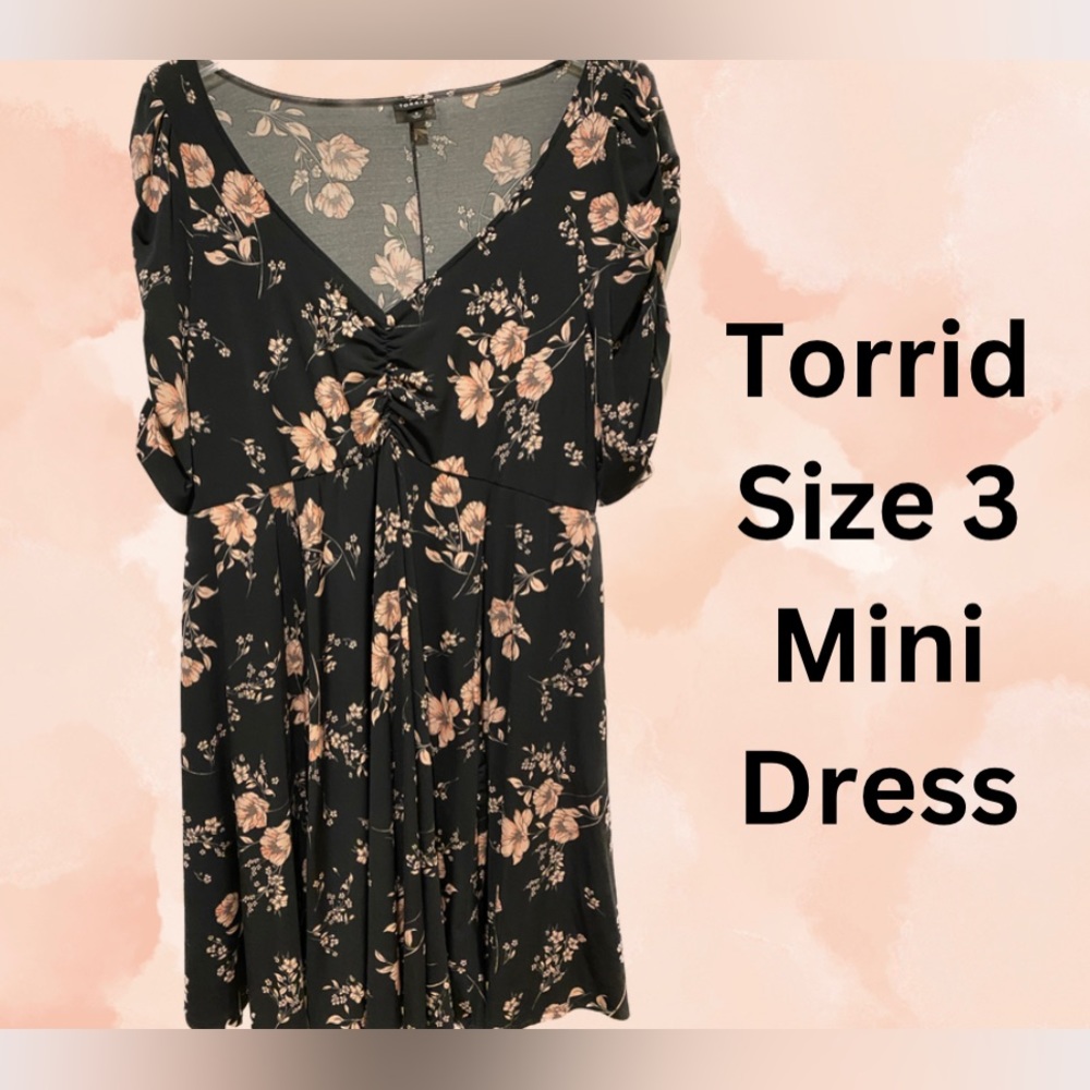 Torrid Mini Studio Knit Cinch Front Floral Skater Dress-Size 3